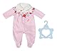 Baby Annabell Strampler, rosa Anzug mit Rosen-Details für 43 cm Puppen mit Kleiderbügel, 706817 Zapf Creation