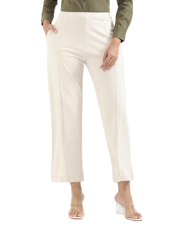 Image of GO COLORS Stretch Rayon Blend Ponte Wide Pants Full Length for Women| Breathable, High Rise