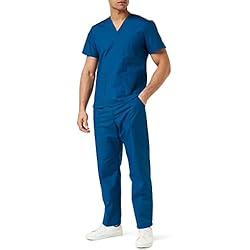 Ropa De Trabajo Dentista Pijama Sanitario (Antilejía y No Destiñe) Conjuntos Uniformes Sanitarios Unisex - Uniformes Medicos 6801-6802 - M, Azul Marino