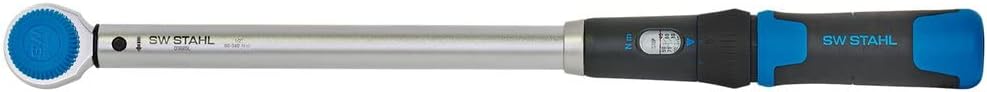SW-Stahl 03885L Workshop Torque Wrench 1/2 Inch I 60-340 Nm for Tyre Change I Right and Left Tightening I 48 Teeth I Accuracy ±4% I Ratchet Head with Thru Square (Mushroom Head)