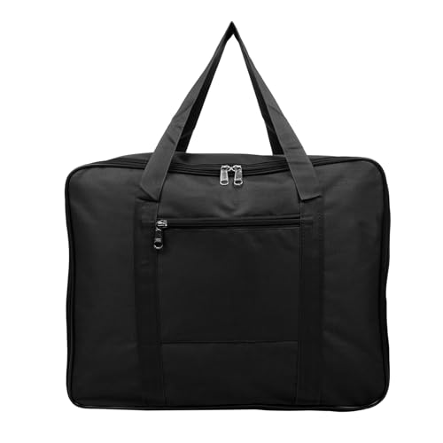 Image of Kuber Industries Storage Bag | Polyster Zip Closure Clothes Storage Bag | Underbed Storage Bag | Wardrobe Organiser with Handle | Net Attachi Bag | Large | Black