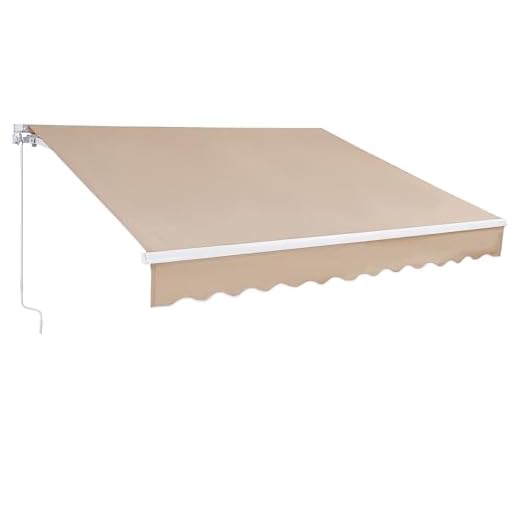 VEVOR Manual Retractable Awning, 12 x 10 ft Outdoor Patio Awning Retractable Sun Shade, Patio Door Window Water-Resistant Polyester Awning Sunshade Shelter with Crank Handle for Balcony, Backyard