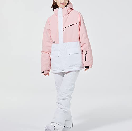 Yajun Conjunto de calças de jaqueta de esqui isolada para inverno feminino casaco com capuz quente i