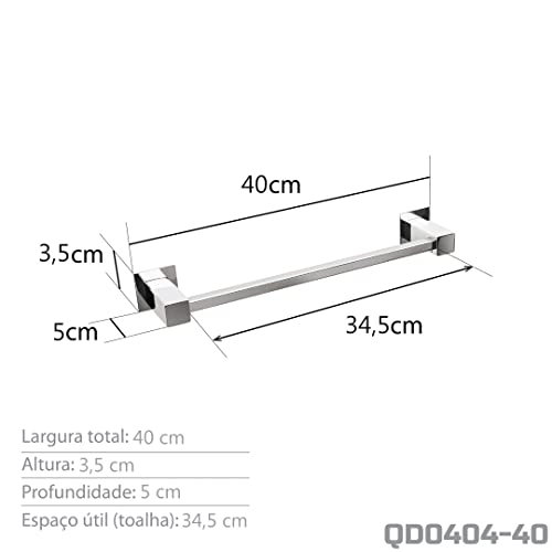 Toalheiro 40 Cm inox - Kromus QD0404-40
