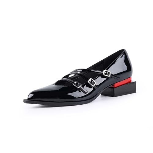 Image of LingxiaUne Green Dress Shoes for Women Fashion Forward Elegant Dressy Womens Pumps and Loafers with Low Chunky Heel and Sleek Pointed Toe Design Fashion Forward Size 9.5