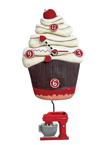 Allen Designs Frosting Please Cupcake Wall Clock Mixer Pendulum Home Decor Art