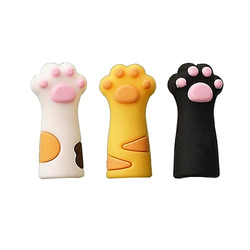 ASHLUYAK Lot de 3 jolis pour crayon, patte, chat, pour crayon, dessin animé, anti-mâchage, bouchon pour crayon, en silicone, pour enfants, étudiant, stylo de classe avec clip haut stylo, clip de