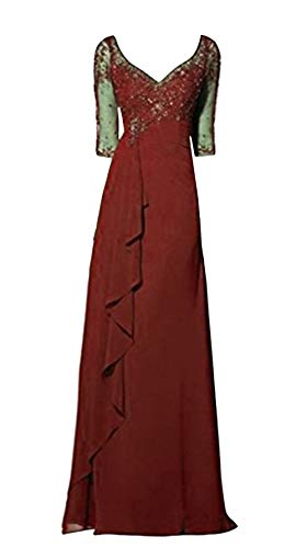 Emmani-Womens-Sheath-Applique-Illusion-Sleeve-Evening-Dresses-Mother-Dresses-20W-Wine-red