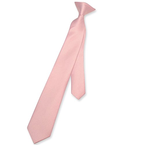 Vesuvio Napoli Boy's CLIP-ON NeckTie Solid DUSTY PINK Color Youth Neck Tie