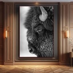 Toile originale de bison 50 x 70 cm sans cadre pour salon