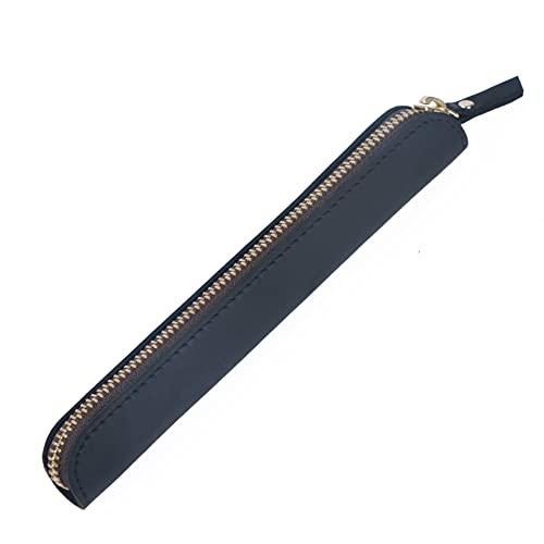 Image of Retro Crazy Horse Genuine Leather Stationery Pencil Case Storage Bag Casual Stationery Box (Black)