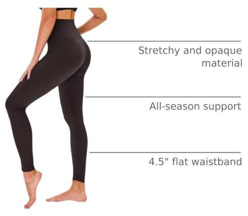 Image of TNNZEET High Waisted Leggings for Women - No See Through Tummy Control Cycling Workout Yoga Pants with Pockets Reg & Plus