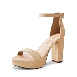 DREAM PAIRS Sandalias de tacon alto para mujer con plataforma, Zapatos de vestir mujer comodos,Size 24.5 cm,Nude,DWUMHS2508