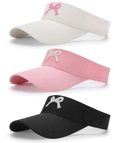 3 Pack Sombreros Visera de Sol con Lazo para Mujer