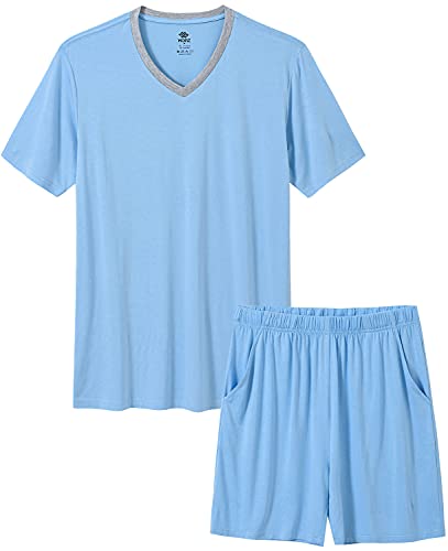 Image of MoFiz Mens Pajamas Set Short Sleeve PJ's Sleep Lounge Sleepwear Cool Pyjama Summer Sets Comfortable Lightweight