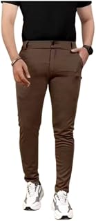 ROYOMA Men’s Solid Color Pants | Regular Fit Multipurpose Trousers Coffee-1 Price In India