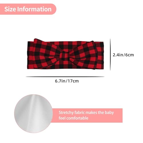 Red Black Twill Stripe Plaid Print Baby Girl Bows Headbands Baby Girls Newborn Headbands Infant Toddlers 0-6 Months3