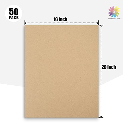 Image of Mat Board Center, 50-Pack Corrugated Cardboard Sheets 16x20 Inches Flat Card Board Inserts for Packing, Shipping, Mailing, DIY Crafts