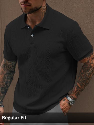 Image of GRECIILOOKS Textured Polo T-Shirt for Men | Premium Jacquard Collared Cotton Blend Polo | Smart Casual & Formal t Shirt for Men | Stylish t Shirt for Mens for Office, Party & Everyday