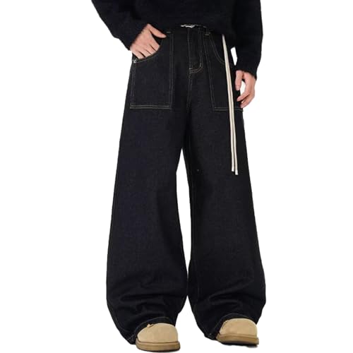 Men's Plus Size Y2K Wide Leg Denim Pants Baggy Hip Hop Jeans Casual Loose Fit Vintage Skater Jeans Streetwear2