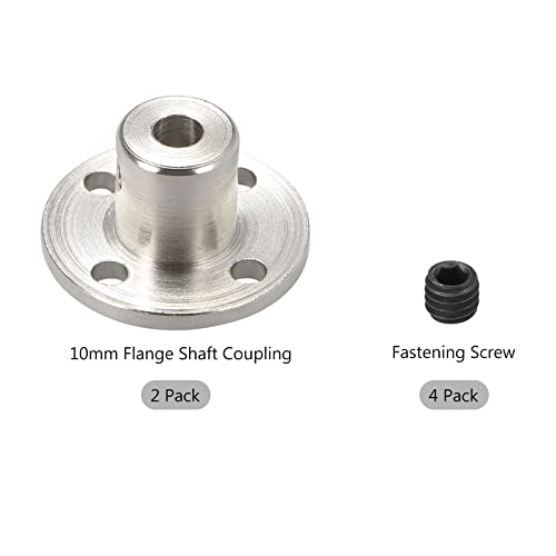 DMiotech 2 Pack 4mm Innen Durchmesser H12xD10 Flansch Kupplung Anschluss Starre Leitfaden Welle Unterstützung Kuppler Welle Kupplung mit Schrauben für DIY RC Modell Motoren Silber