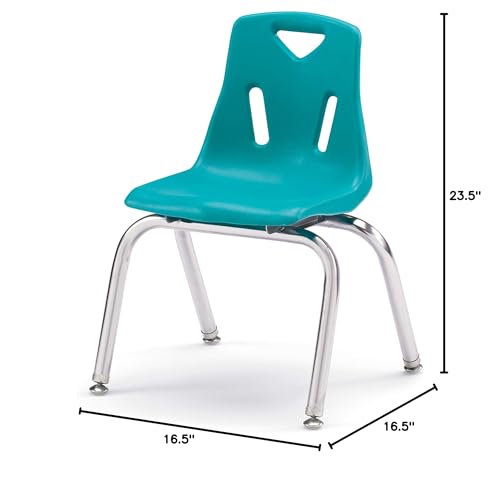 Image of Jonti-Craft Berries 8144JC1005 Stacking Chair with Chrome-Plated Legs, 14 inch Height, Teal