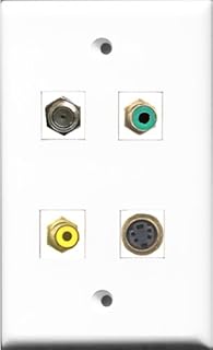 RiteAV - Cable coaxial para TV (1 puerto, RCA, 1 puerto), color amarillo y 1 puerto RCA verde y 1 puerto S-Video