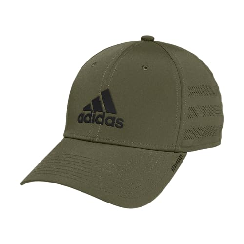 adidas Herren Gameday 3 Strukturierte Stretch Fit Cap, Focus Olivgrün/Schwarz, S/M