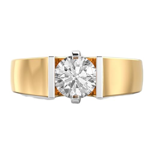 Bague moissanite argent 925 ronde plaqué or solitaire de luxe