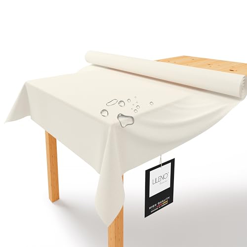 LILENO HOME Tischdeckenrolle 1,10 x 25 m - Tischdecke Creme aus Vlies - Stoffähnlich, abwaschbare Tischdecke als Rolle, Meterware Tischtuchrolle - Einweg Papiertischdecke Rolle Alternative