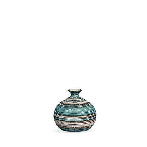 Joelma Decorações Vaso Maia P Decoração Em Cerâmica Azul e Palha Marrakesh