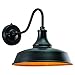 VAXCEL Indoor Outdoor Wall Light, 12" Wide Steel Sconce Dark Bronze/Light Gold Finish + Dusk to Dawn Photocell Sensor, Rustic Farmhouse Gooseneck Barn Light for Garage, Front Door, Porch and Patio