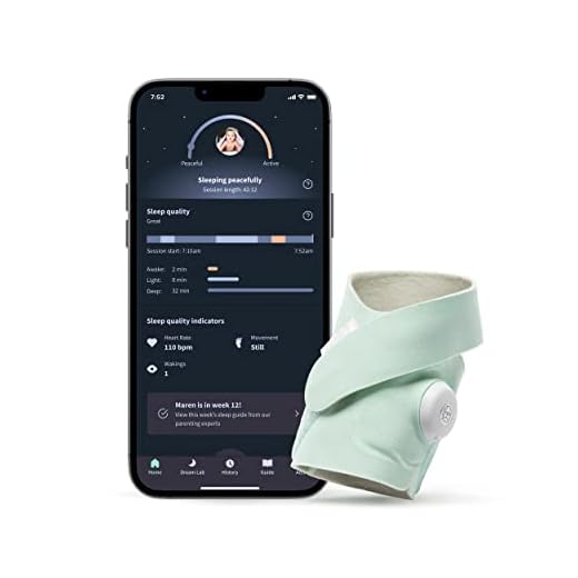Owlet Dream Sock Plus - Smart Baby Monitor with Heart Rate and Average Oxygen O2 as Sleep Quality Indicators - Standard Sock and Plus-Sized Sock to Grow with Baby, Mint
