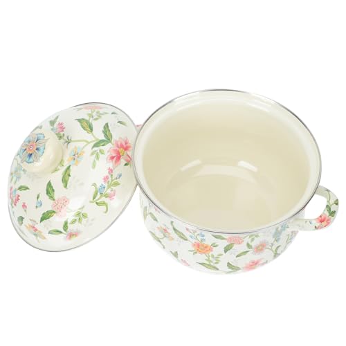 jojofuny Olla de Esmalte Doble Asa con Fondo Plano para Cocinas de Inducción Cacerola Práctica para Sopa y Guisos Hogar