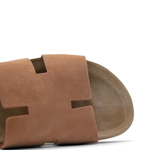 Image of Sandgrens Handmade Unisex Cork Slides | European Top Grain Leather Sandals with Soft Suede Footbed and EVA Rubber Sole | Avila