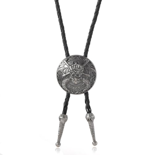 Image of Joxevyia Bolo Tie for Men Vintage Cow Skull Leather Rope Western Cowboy Necktie Vintage Bola Tie Gift for Him