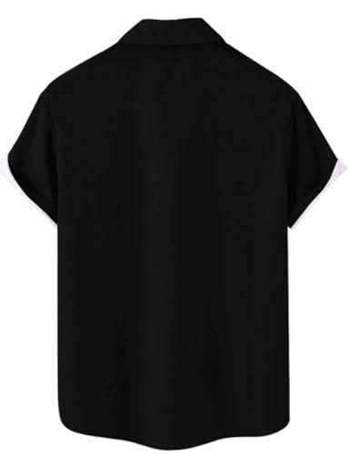 QIVICIMA Camisa masculina de boliche havaiana grande e alta retrô abotoada vintage Guayabera Camp Sh