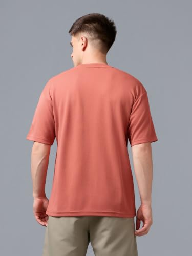 Image of TECHNOSPORT Men Printed Oversized Round Neck T-Shirt with COTFLEX, Dry Fit Sports Tee, Oversized Activewear T-Shirt for Gym, Running, Sports & Casual Wear