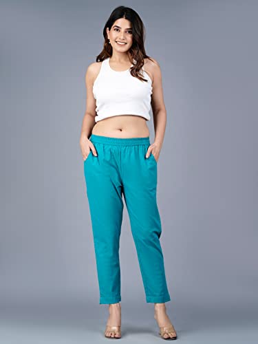 Image of Regular Fit Fully Elastic Waist Ankle Length Premium Cotton Casual Trouser Pant (Combo Pack of 2)