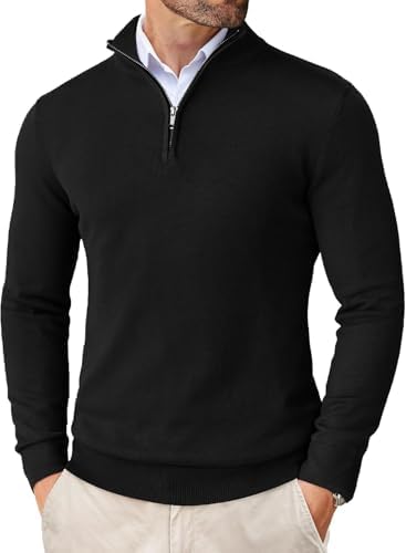 DENIMHOLIC Men High Neck Zipper Full Sleeve Cotton Knitted Winter Sweater for Men