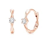 Loutade Pendientes de aro de plata para mujer, aretes de plata de ley 925 con circonita cúbica, hipoalergénicos, modernos, ligeros, delicados, para cartílago, para niñas y adolescentes, 16mm x 18mm