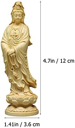 KESYOO Kwan Yin Statue Wooden Guanyin Sculpture Goddess of Mercy Quan Yin Sculpture Kwan Yin Figurine Chinese Feng Shui Collectible Bodhisattva Figurine for Home