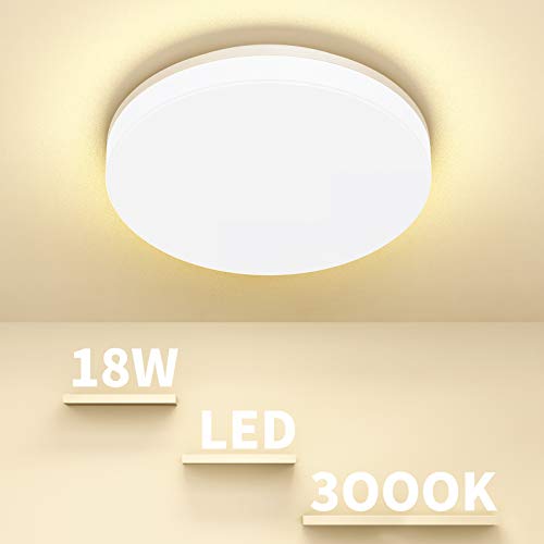 Preisvergleich Produktbild LED Deckenlampe 18W Badezimmer Lampe IP44Wasserdicht Badlampe Decke Airand Deckenlampe LED Deckenleuchte Bad Ø24CM Deckenlampe Küche Rund Deckenleuchte Balkon Flur Korridor Küchenlampe Warmweiß 3000K