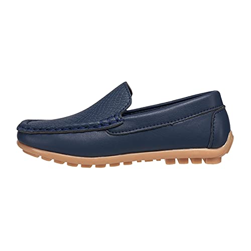 Coxist Kids Toddlers Boys Girls Leather Slip On Loafer Moccasin Boat Dress Shoes - Navy - Size 1 #TOP3