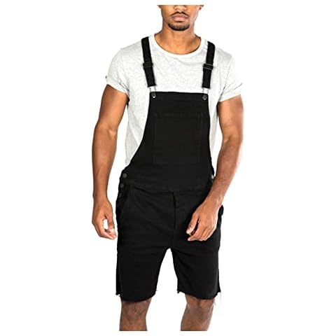 Dawwoti Mens Retro Frayed Hem Dungarees Cover