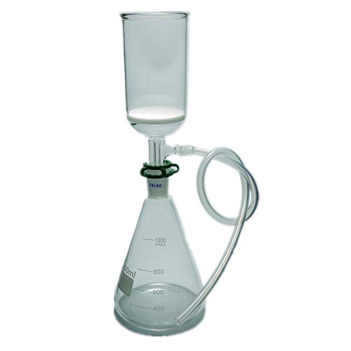 Deschem 1000ml,Glass Suction Filter Kit,350ml 24/40 Buchner Funnel & 1L Erlenmeyer Flask - Thumbnail 4