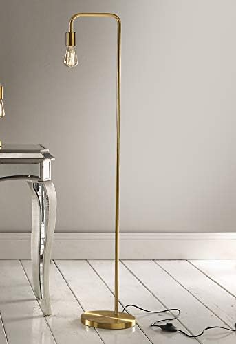 K LIVING Caitlin Industrial Satin Brass Floor Lamp (Yellow Gold)