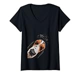 Femme Chien curieux Basset Artesien Normand T-Shirt avec Col en V