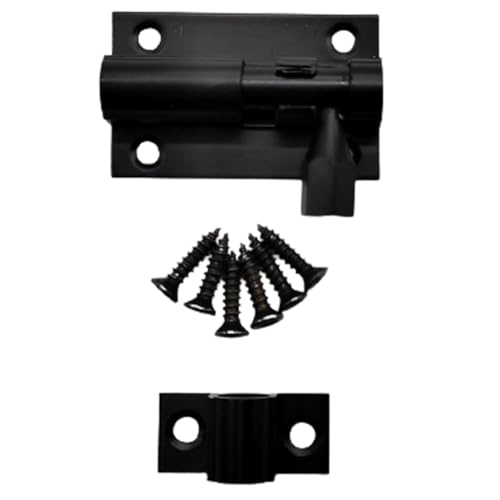 Image of Polished Black Straight Door Bolt 38mm Barrel Slide Latch with Screws
