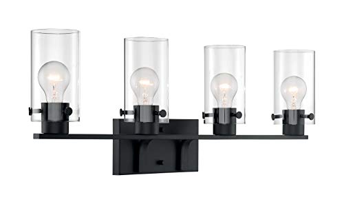 Nuvo 60/7274 Sommerset 4-Light Vanity Fixture with Clear Glass - Matte Black Finish